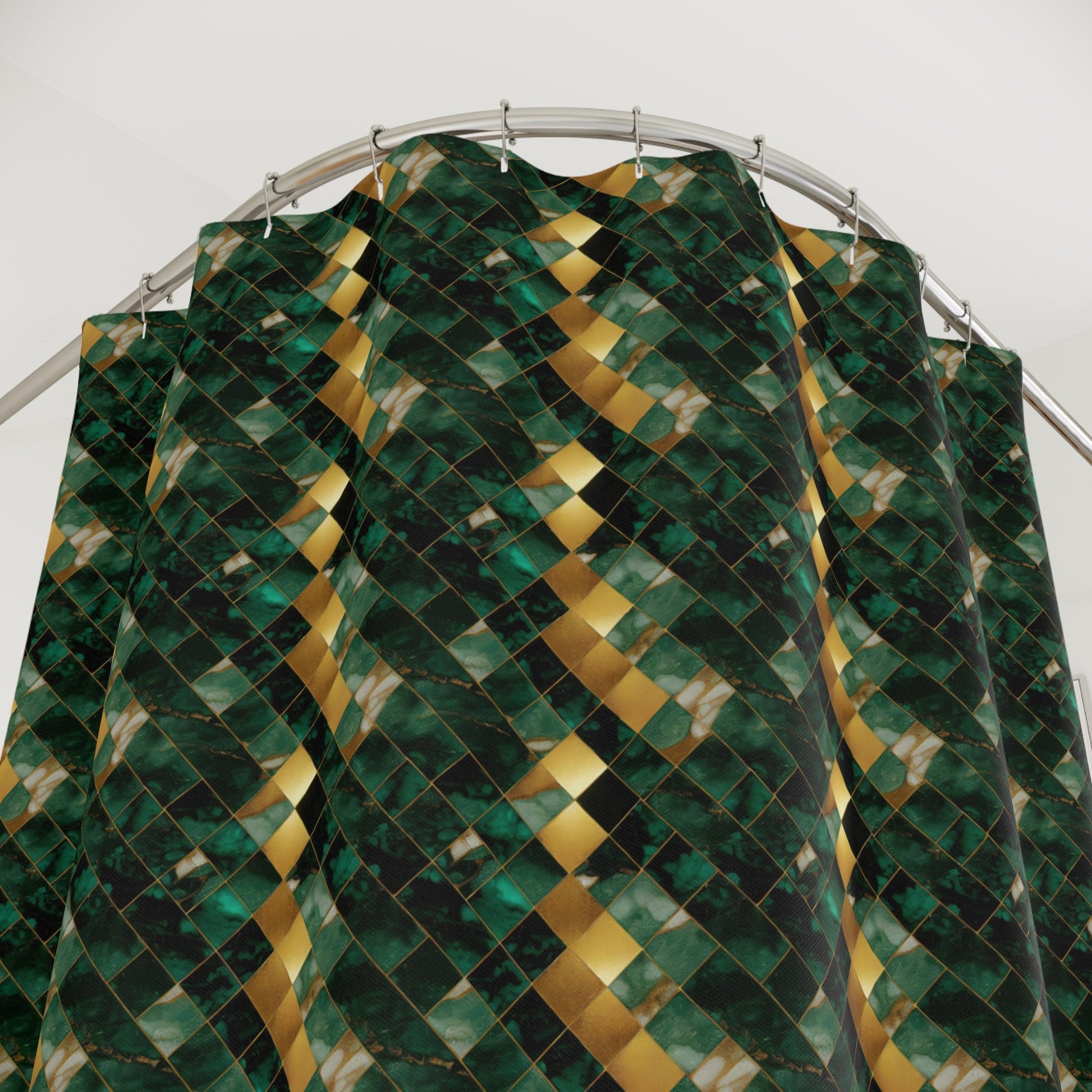 Green and Gold Marble Shower Curtain - SANKTUARI DECOR