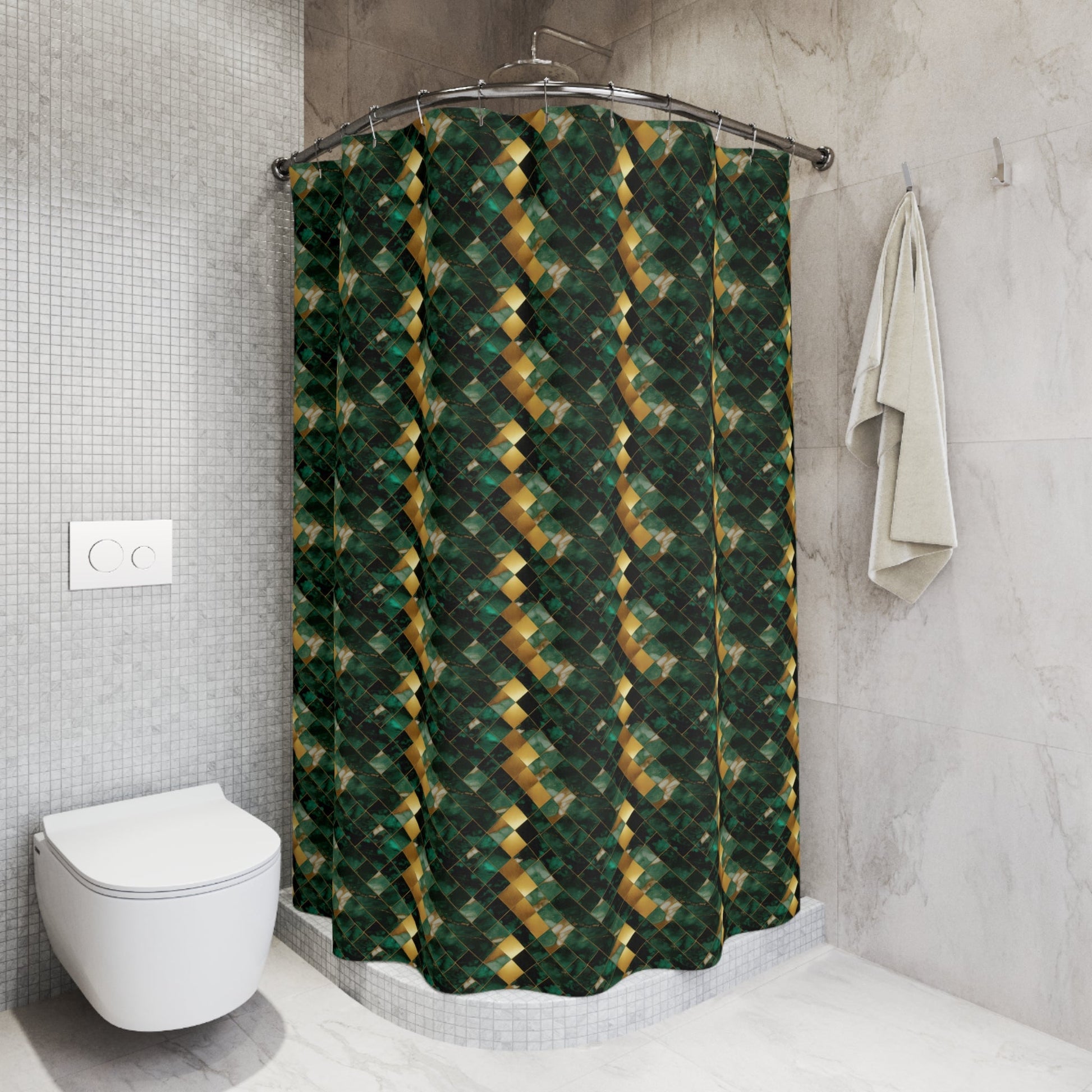 Green and Gold Marble Shower Curtain - SANKTUARI DECOR