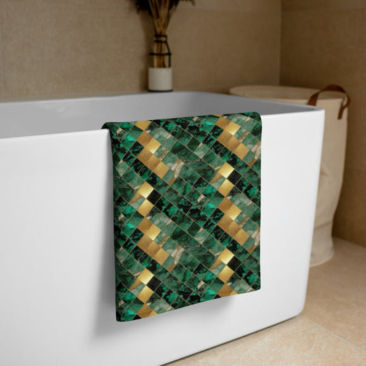 Green and Gold Marble Towel - SANKTUARI DECOR