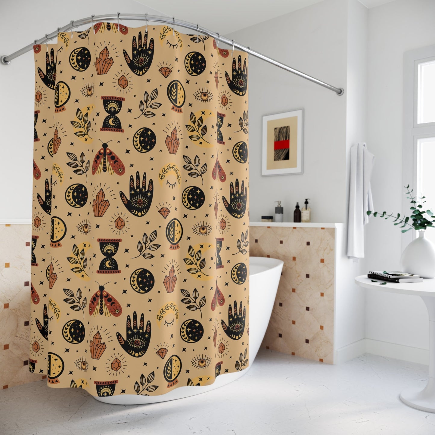 Hamsa Hand Evil Eye Shower Curtain - SANKTUARI DECOR