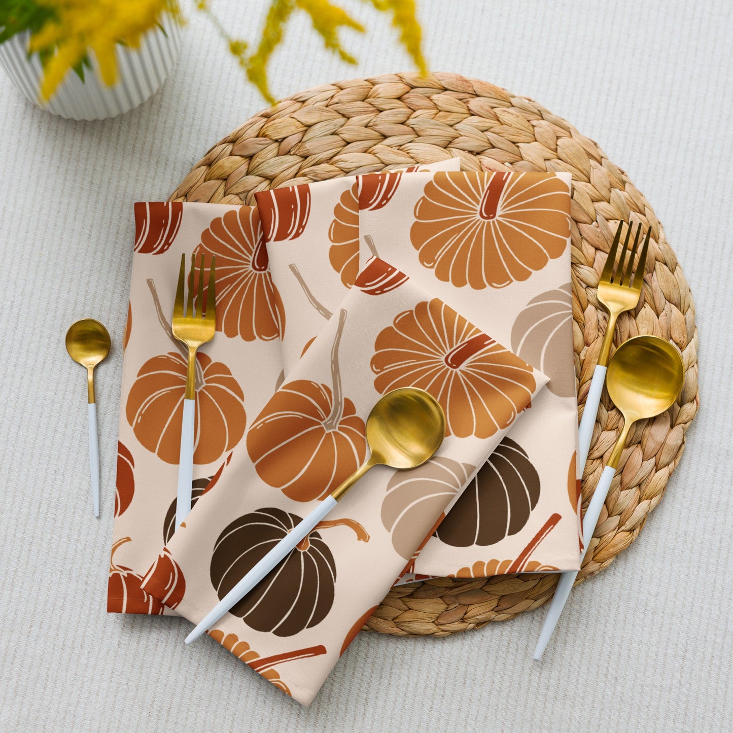 Cultural dining linens including African print napkins, placemats, and table runners.