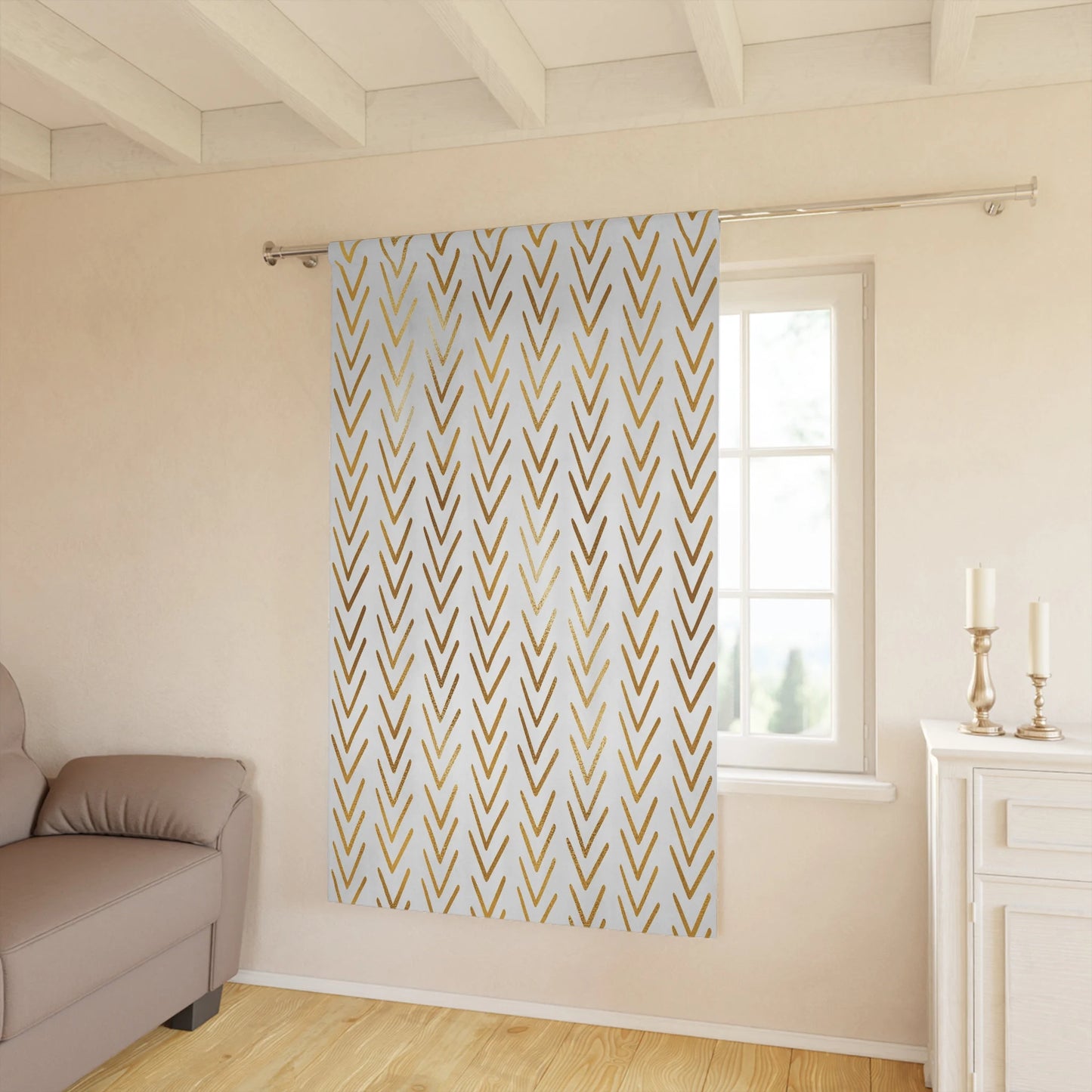 Gold Mudcloth Window Curtains