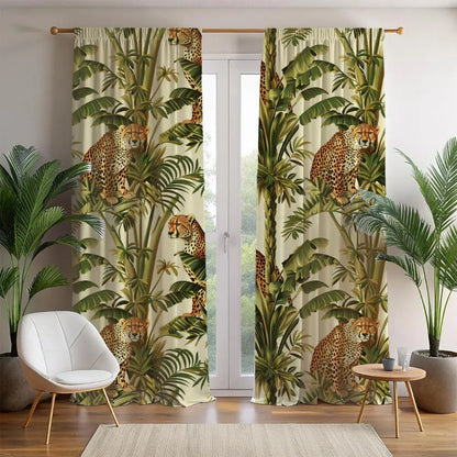 Cortinas opacas con diseño de guepardo en la jungla