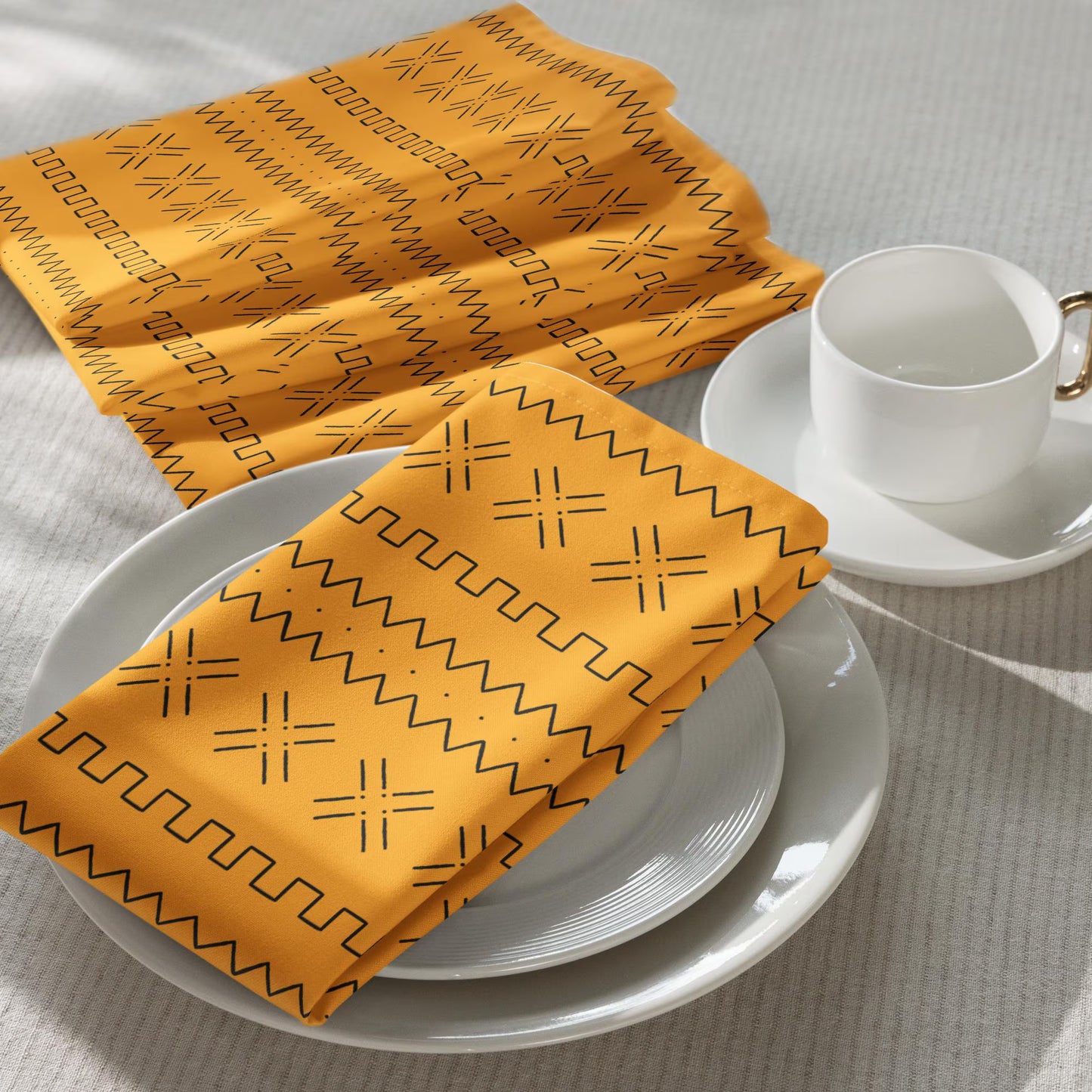 Mustard Yellow Mudcloth Napkin Set