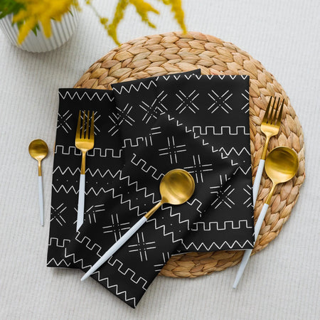 Black Tribal Mudcloth Napkin Set
