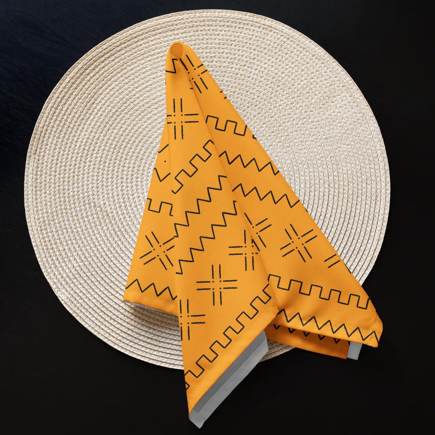Mustard Yellow Mudcloth Napkin Set
