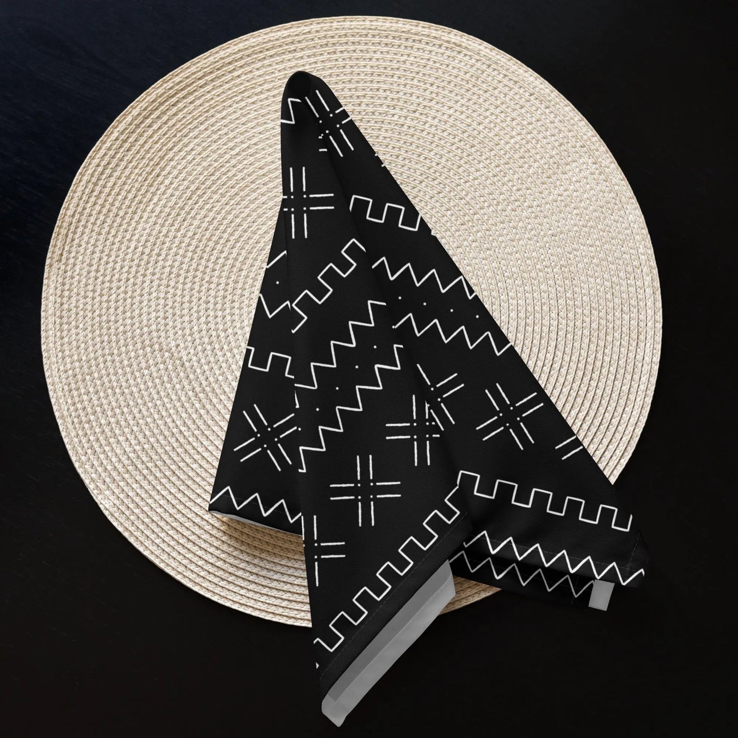 Black Tribal Mudcloth Napkin Set
