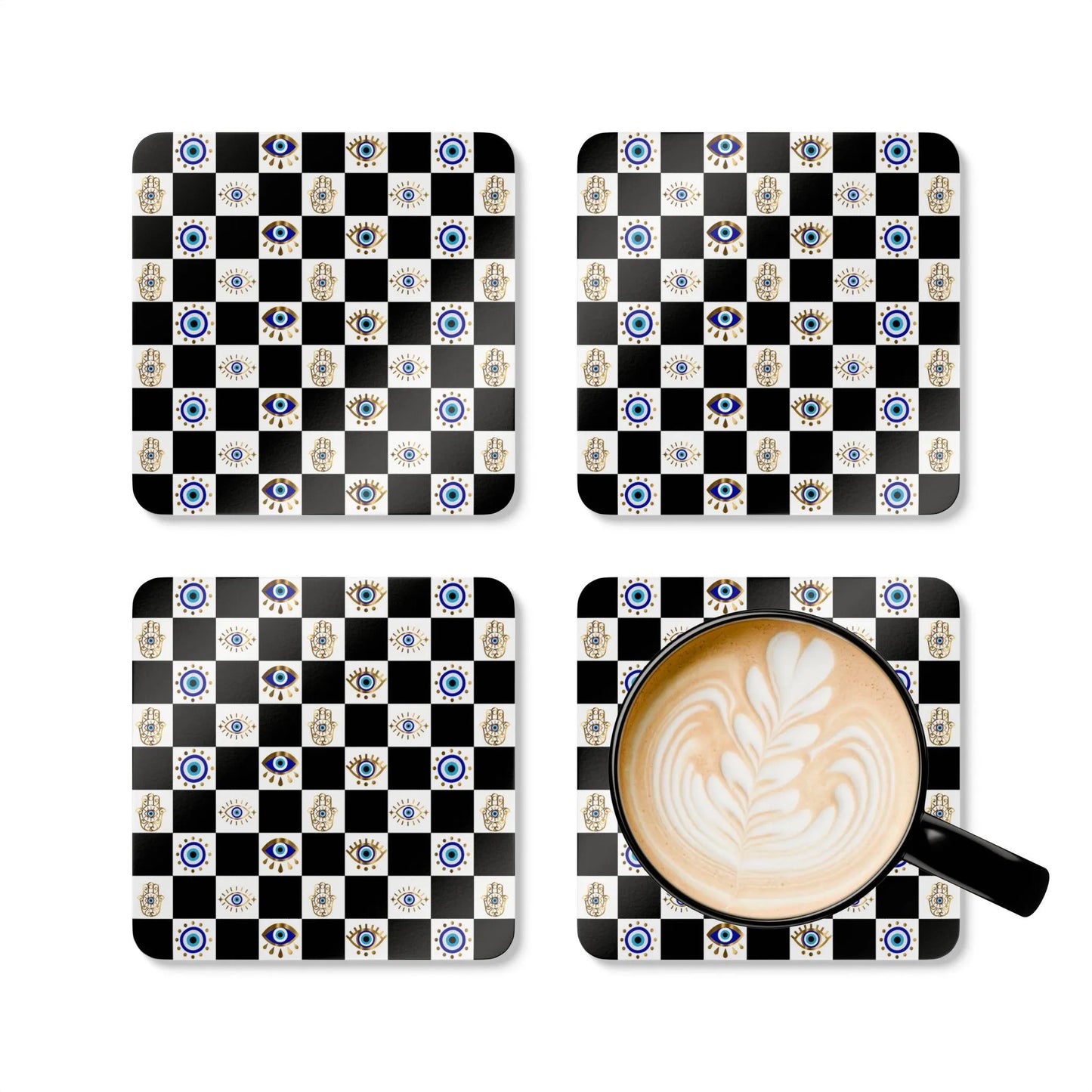 Spiritual Morning Protection Set | Evil Eye Doormat Mug Coaster Bundle