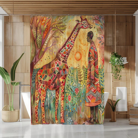 Bohemian Giraffe Shower Curtain