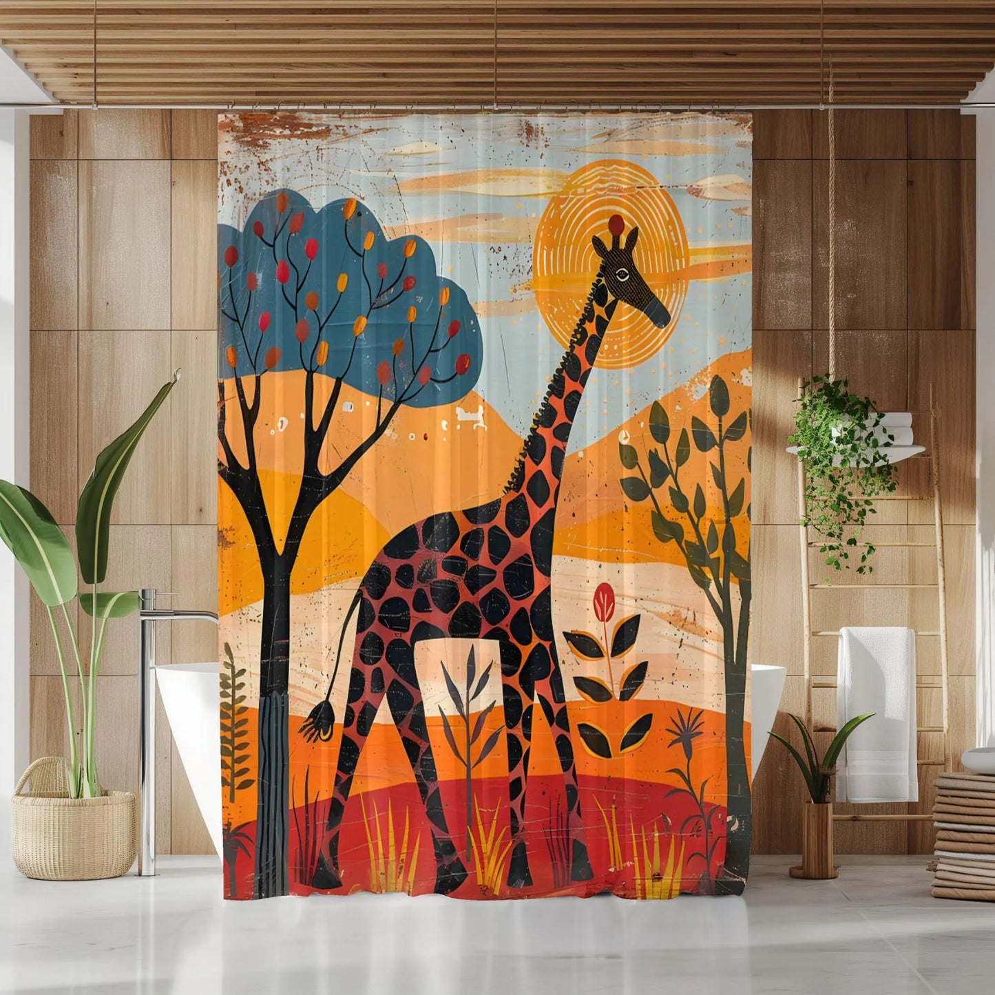 Giraffe Safari Shower Curtain