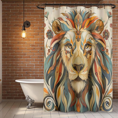Abstract Mozaic Lion Shower Curtain