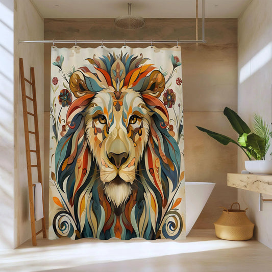 Abstract Mozaic Lion Shower Curtain