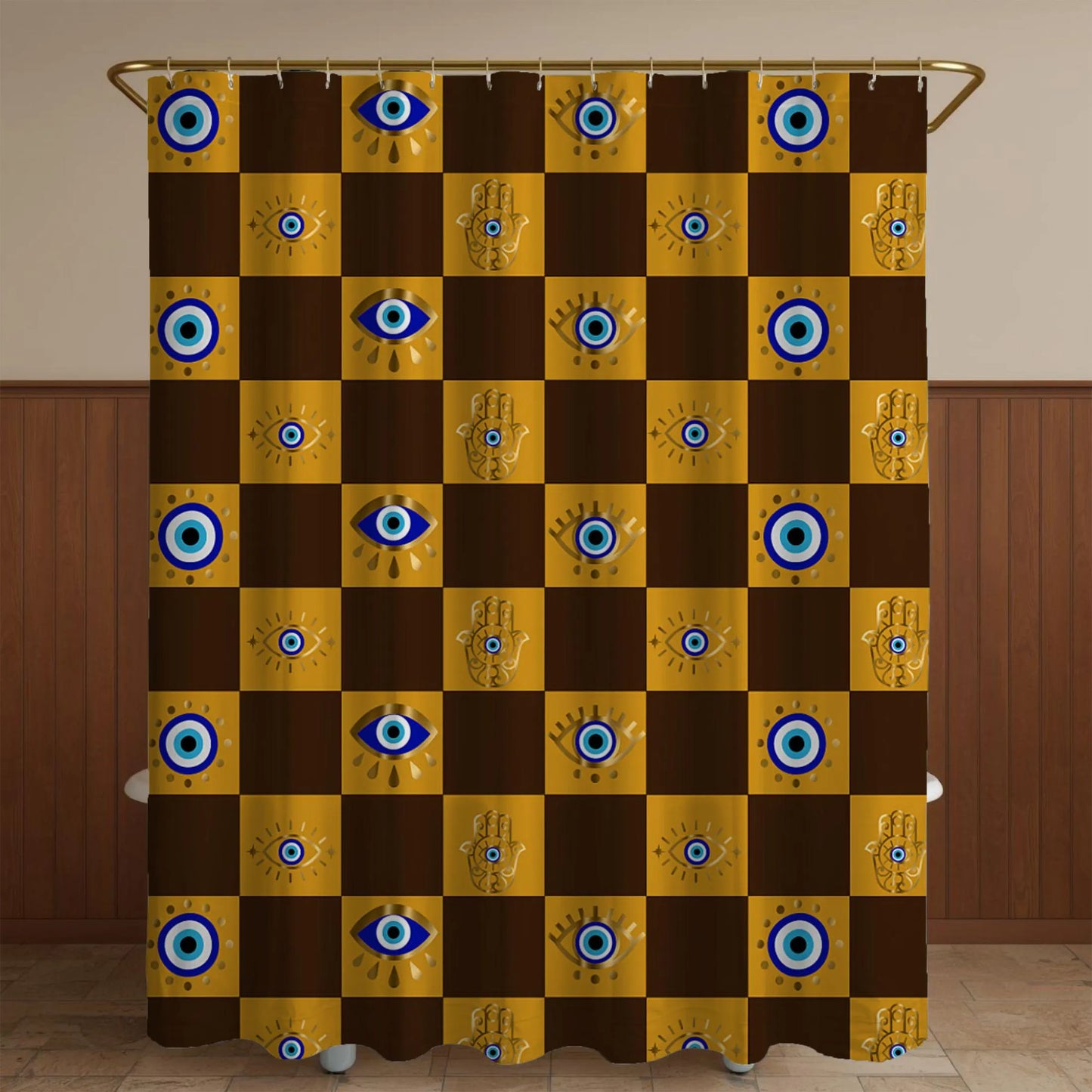 Evil Eye and Hamsa Pattern Shower Curtain