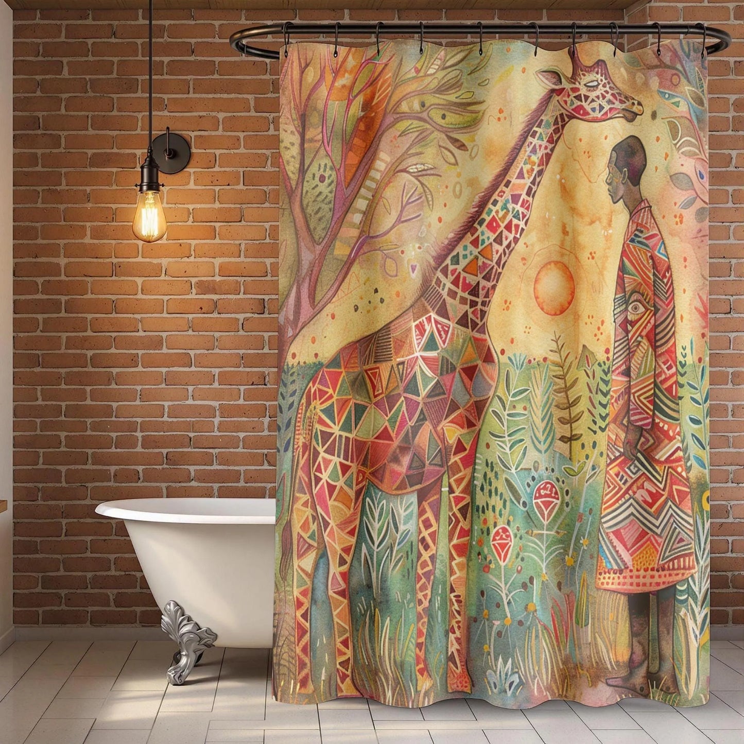 Bohemian Giraffe Shower Curtain
