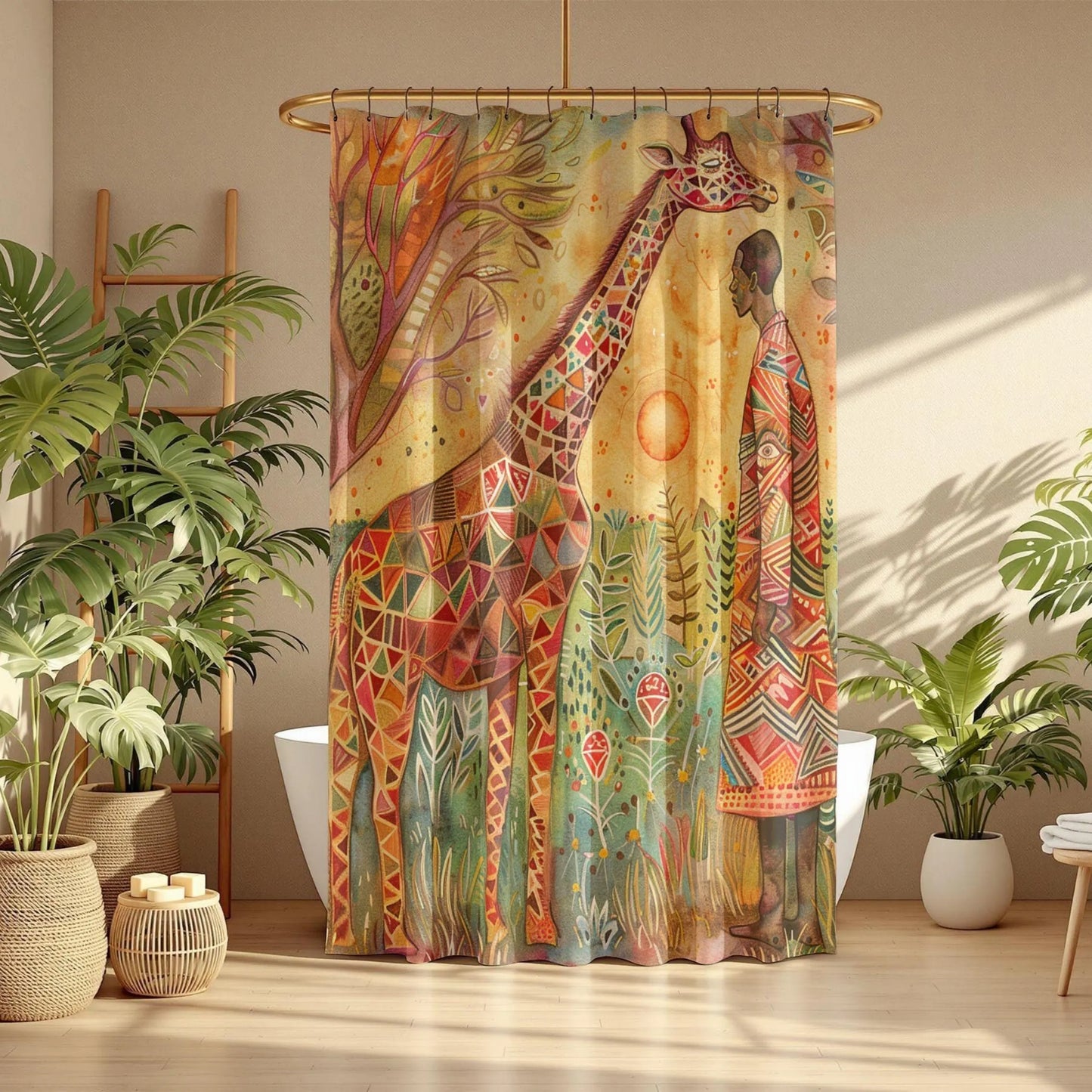 Bohemian Giraffe Shower Curtain