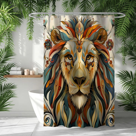 Abstract Mozaic Lion Shower Curtain