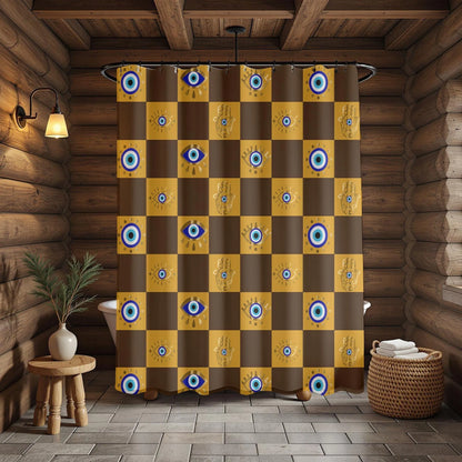 Evil Eye and Hamsa Pattern Shower Curtain
