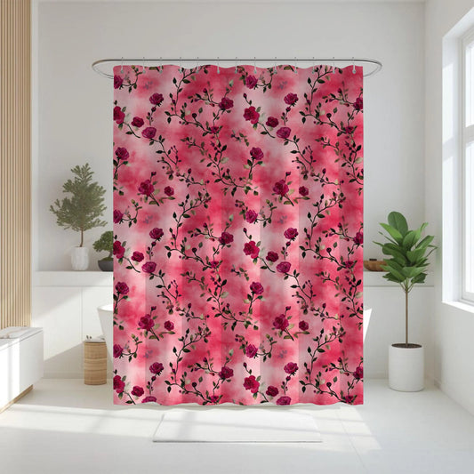 Pink Rose Floral Shower Curtain
