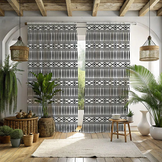 Tribal Geometric Window Curtain