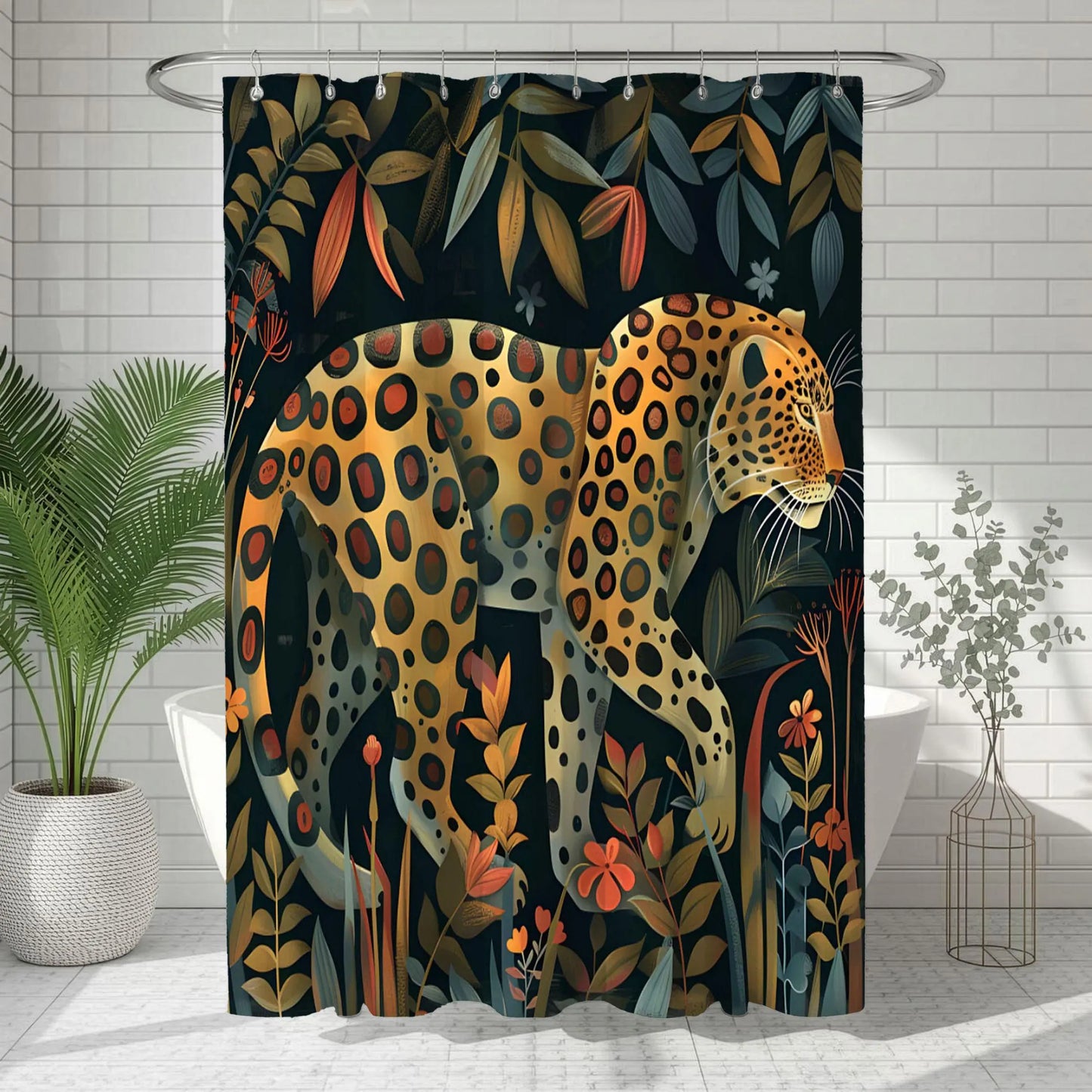 Leopard Jungle Art Shower Curtain
