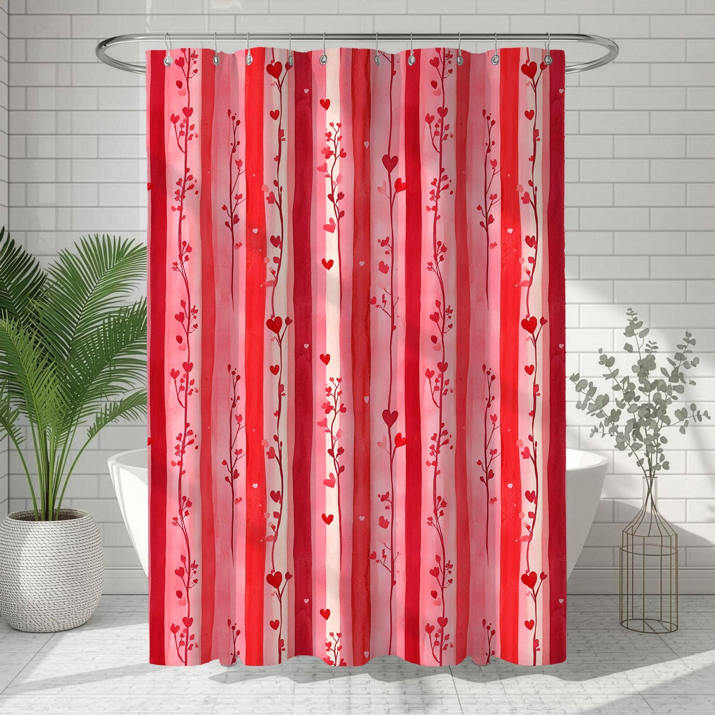 Pink Striped Shower Curtain