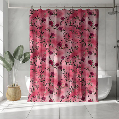 Pink Rose Floral Shower Curtain