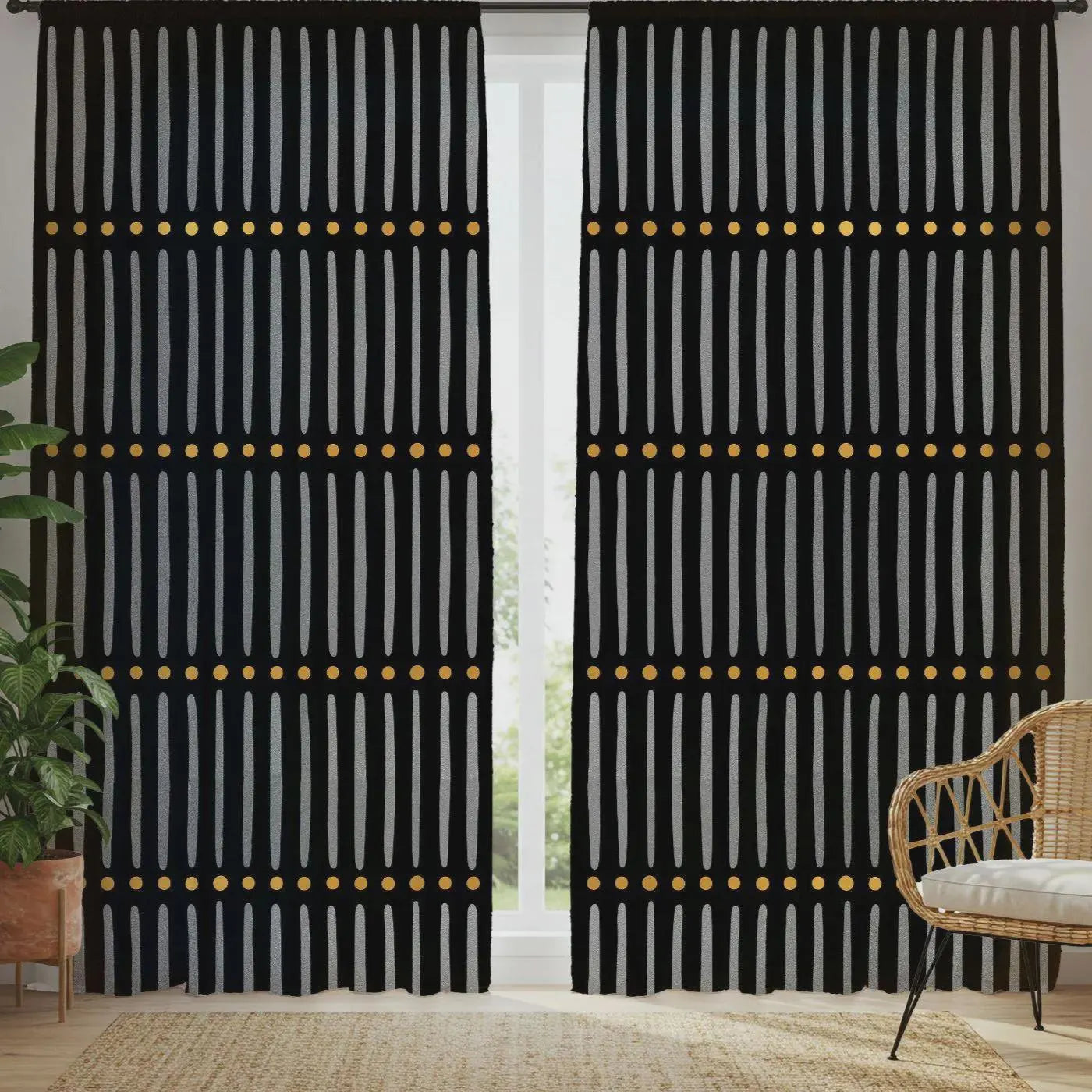 Black Bogolan Curtains