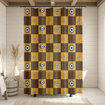 Evil Eye and Hamsa Pattern Shower Curtain