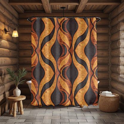 Black Gold Geometric Shower Curtain