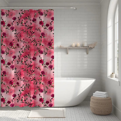 Pink Rose Floral Shower Curtain