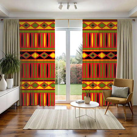 African-Inspired Geometric Window Curtain