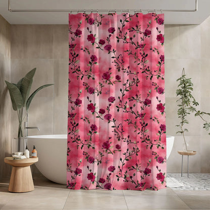 Pink Rose Floral Shower Curtain
