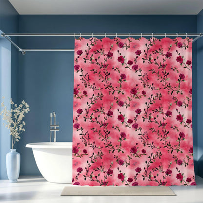 Pink Rose Floral Shower Curtain