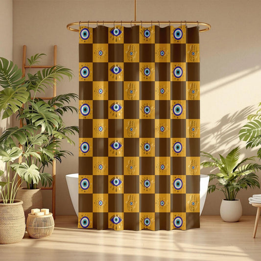 Evil Eye and Hamsa Pattern Shower Curtain