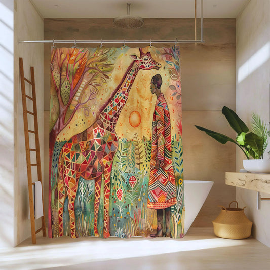 Bohemian Giraffe Shower Curtain