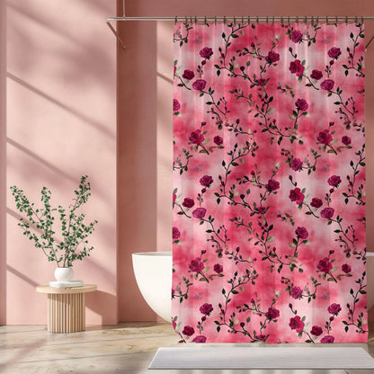 Pink Rose Floral Shower Curtain