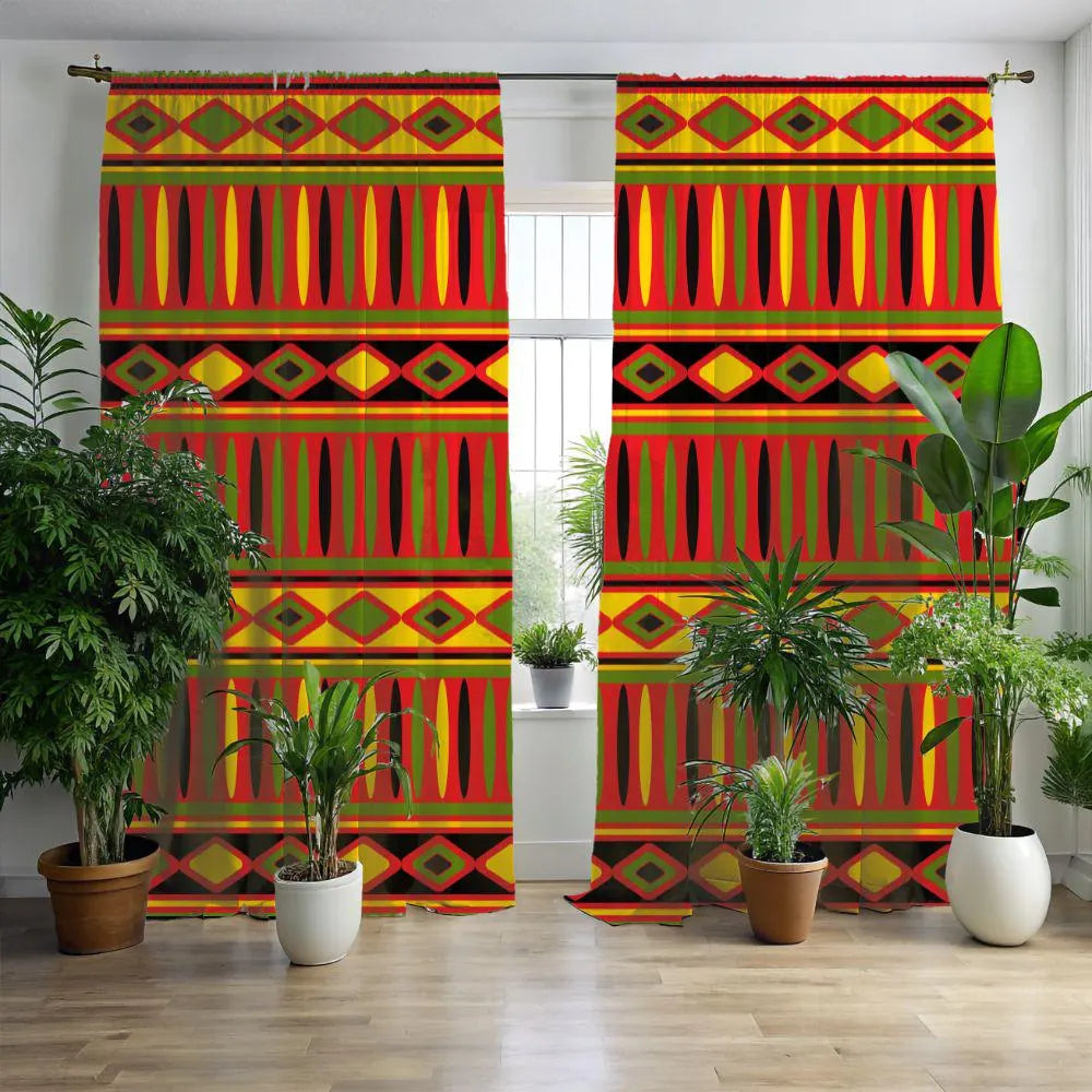 African-Inspired Geometric Window Curtain