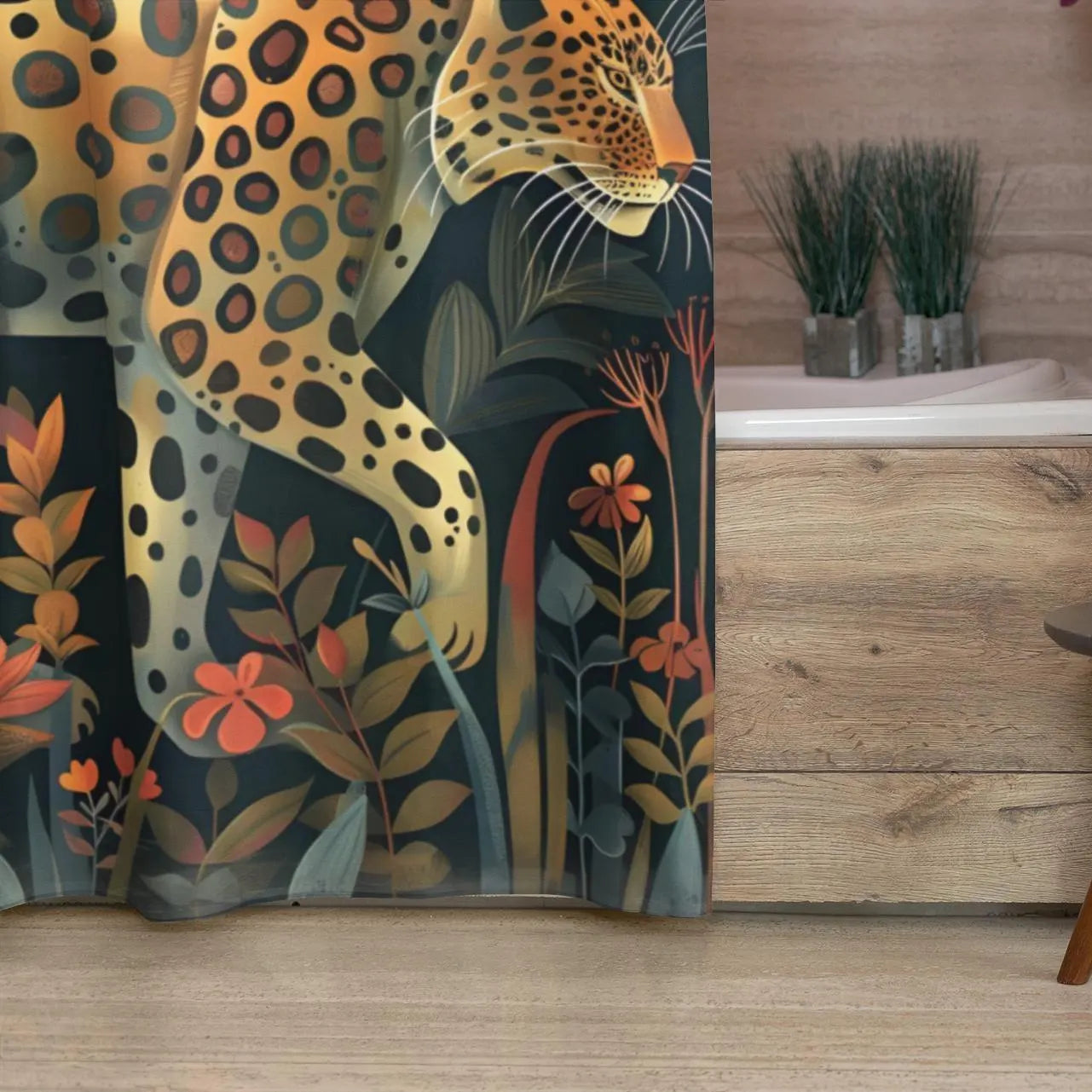 Leopard Jungle Art Shower Curtain