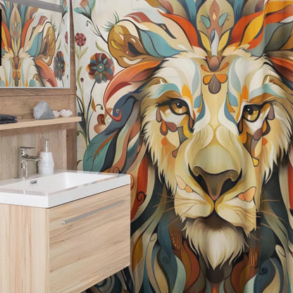 Abstract Mozaic Lion Shower Curtain