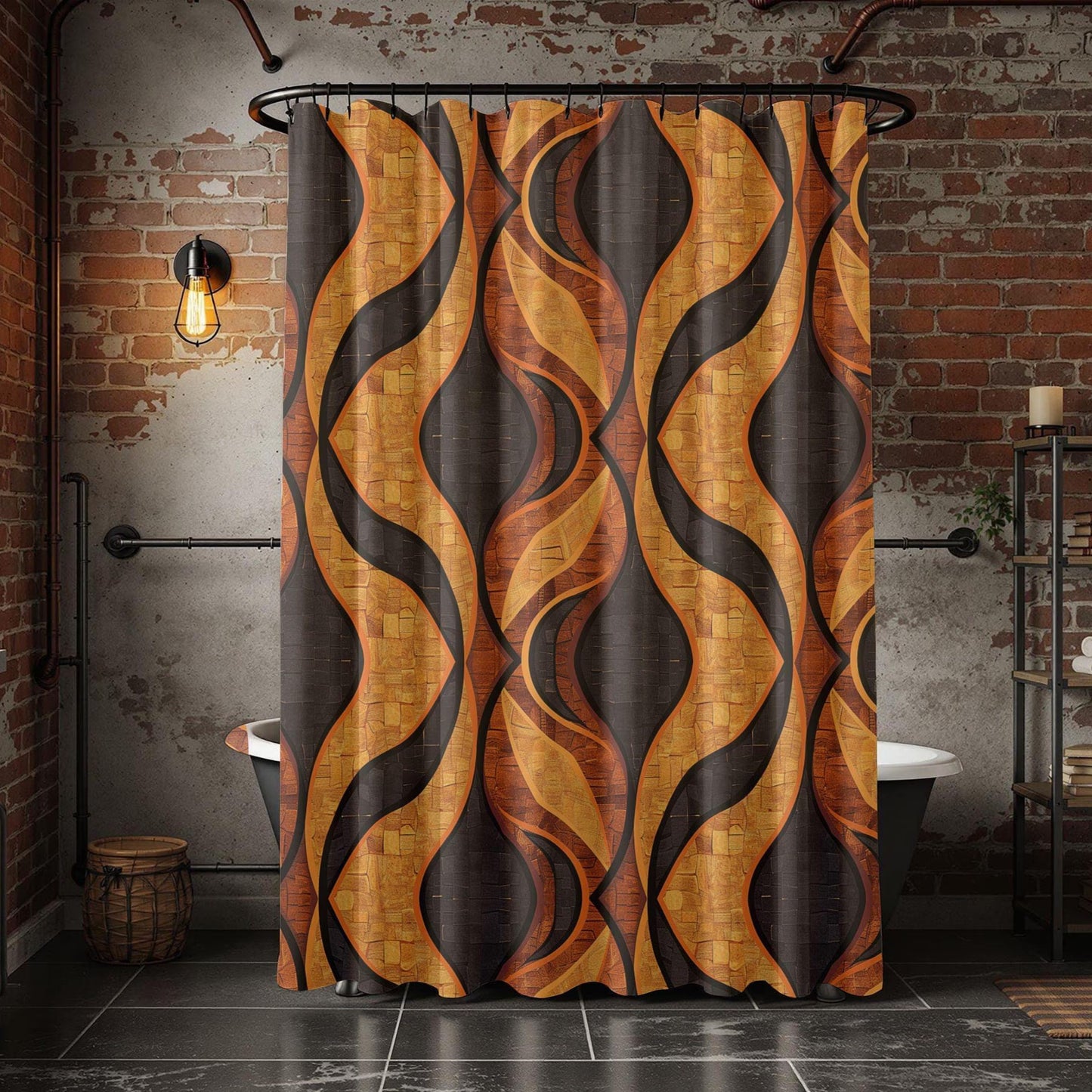 Black Gold Geometric Shower Curtain