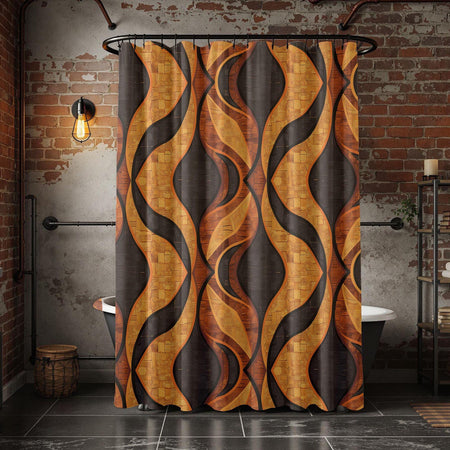 Black Gold Geometric Shower Curtain