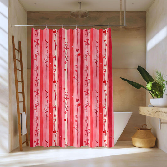 Pink Striped Shower Curtain
