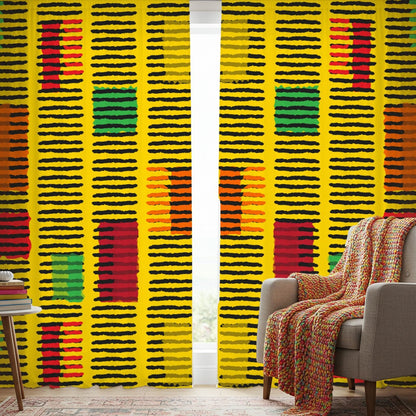 Kente Pattern Window Curtains - SANKTUARI DECOR