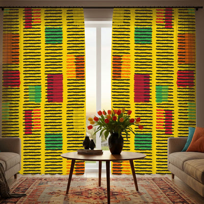 Kente Pattern Window Curtains - SANKTUARI DECOR