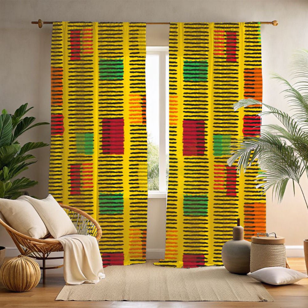 Kente Pattern Window Curtains - SANKTUARI DECOR
