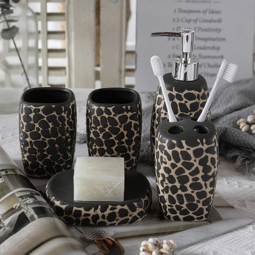 Leopard Bathroom Accessories Set - SANKTUARI DECOR