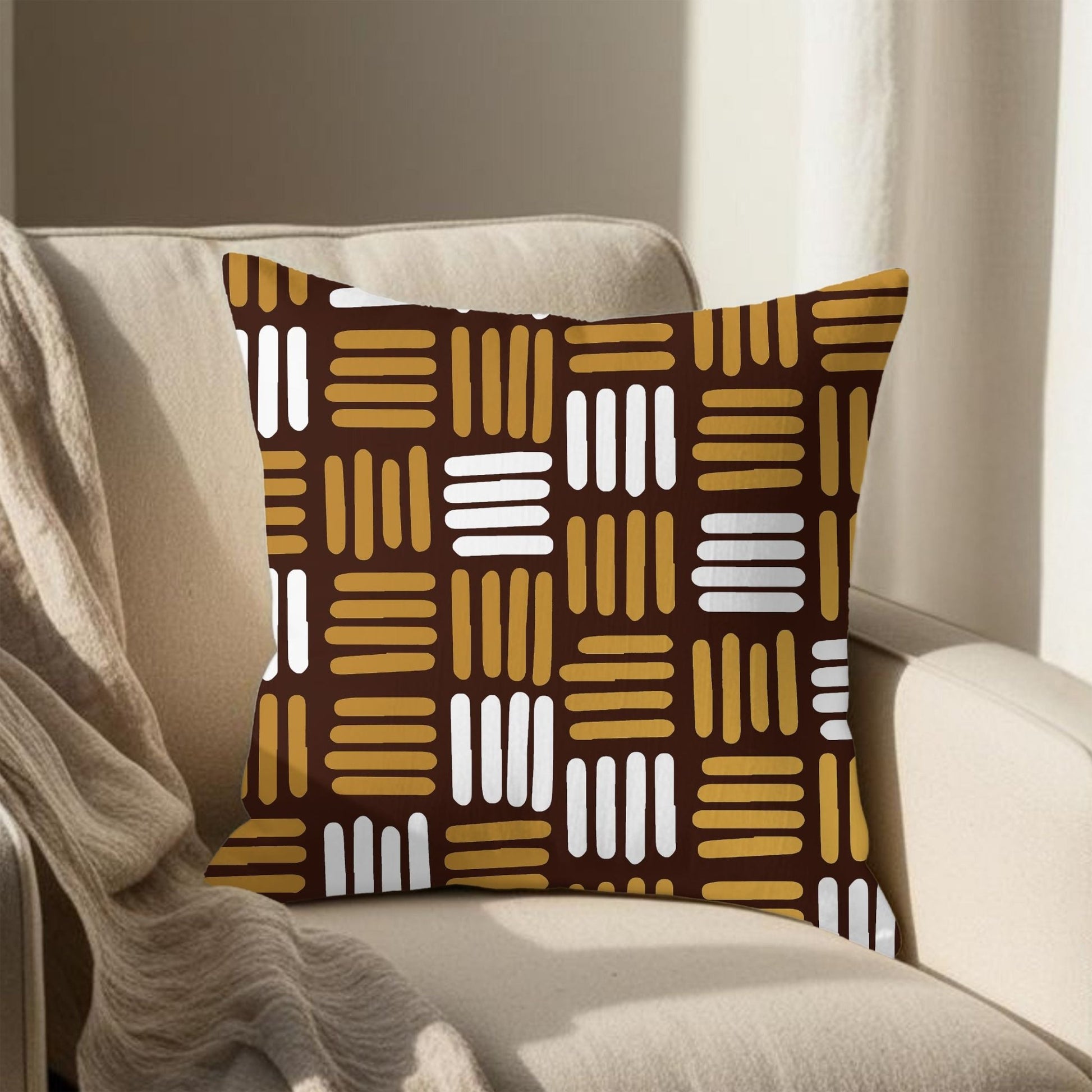 Mocha & Gold Stripes Pillow Cover - SANKTUARI DECOR