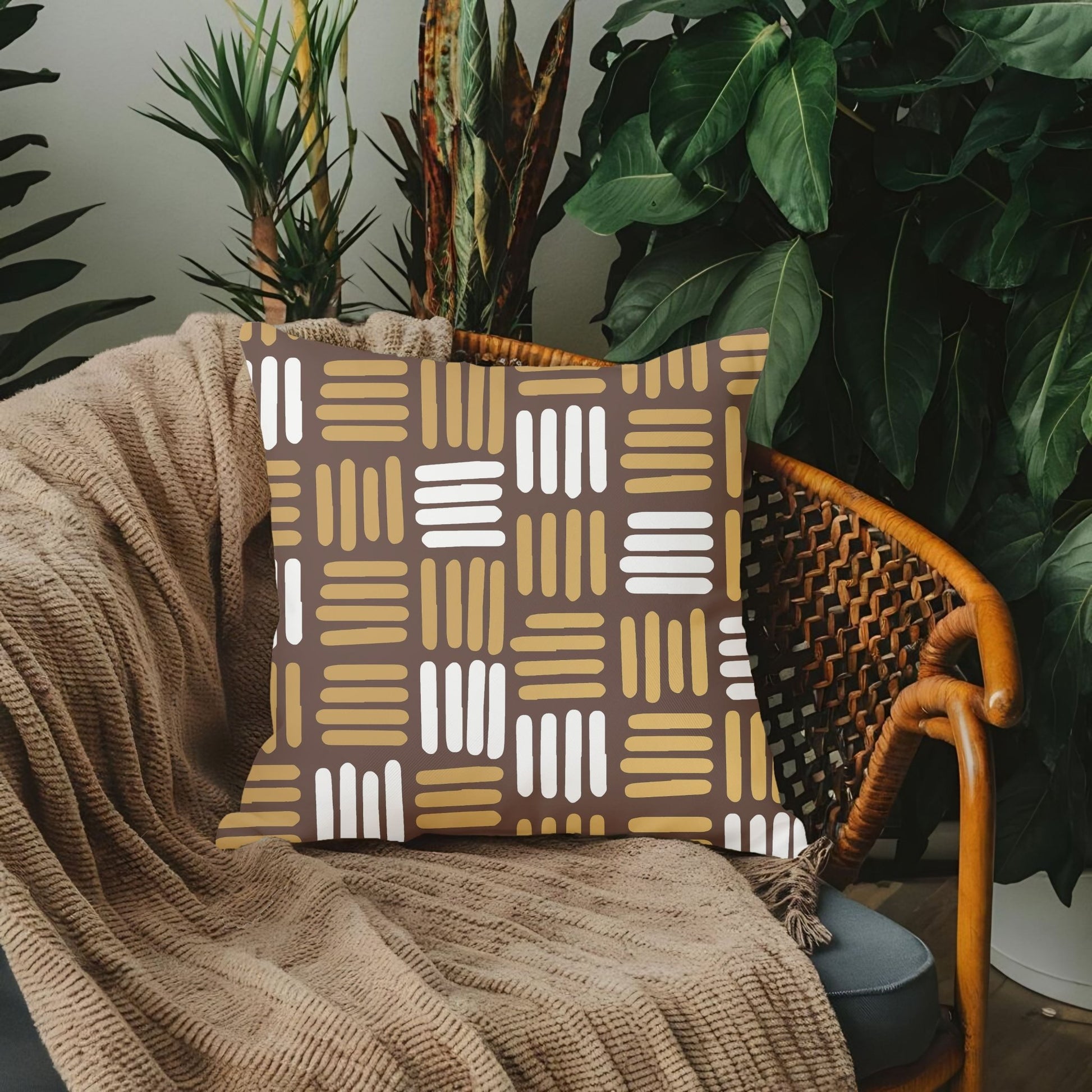 Mocha & Gold Stripes Pillow Cover - SANKTUARI DECOR