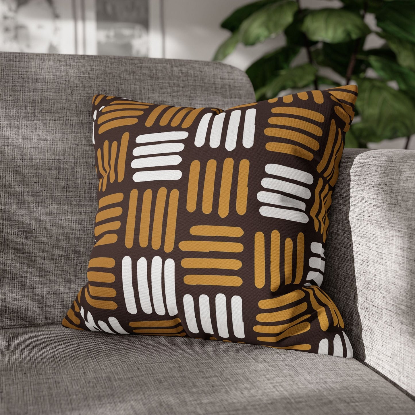 Mocha & Gold Stripes Pillow Cover - SANKTUARI DECOR