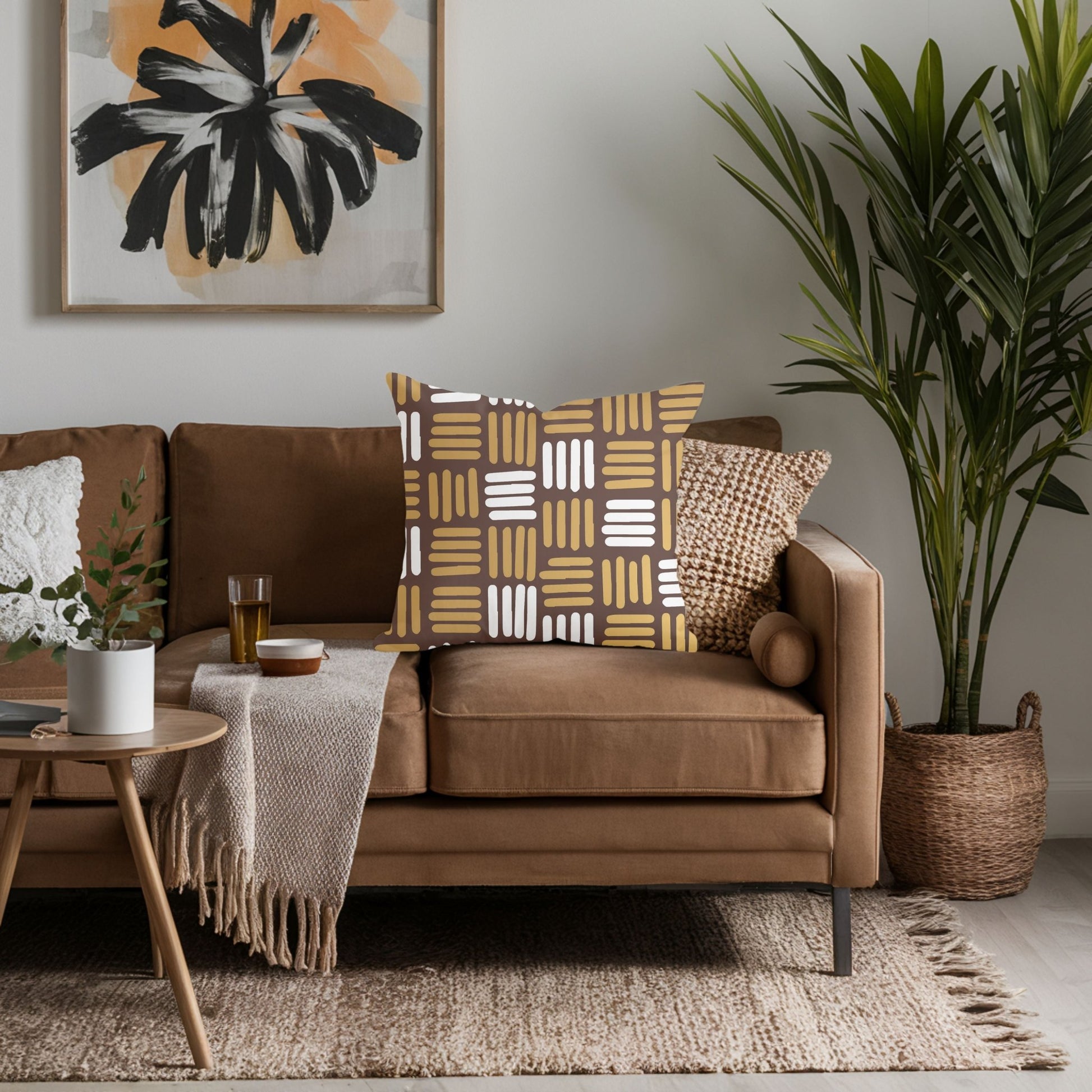 Mocha & Gold Stripes Pillow Cover - SANKTUARI DECOR